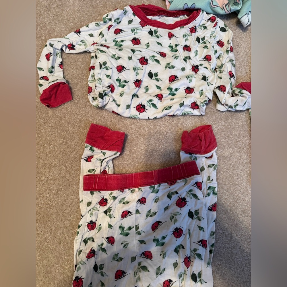 Charming Ladybug Kids Pajama Set - Red and White